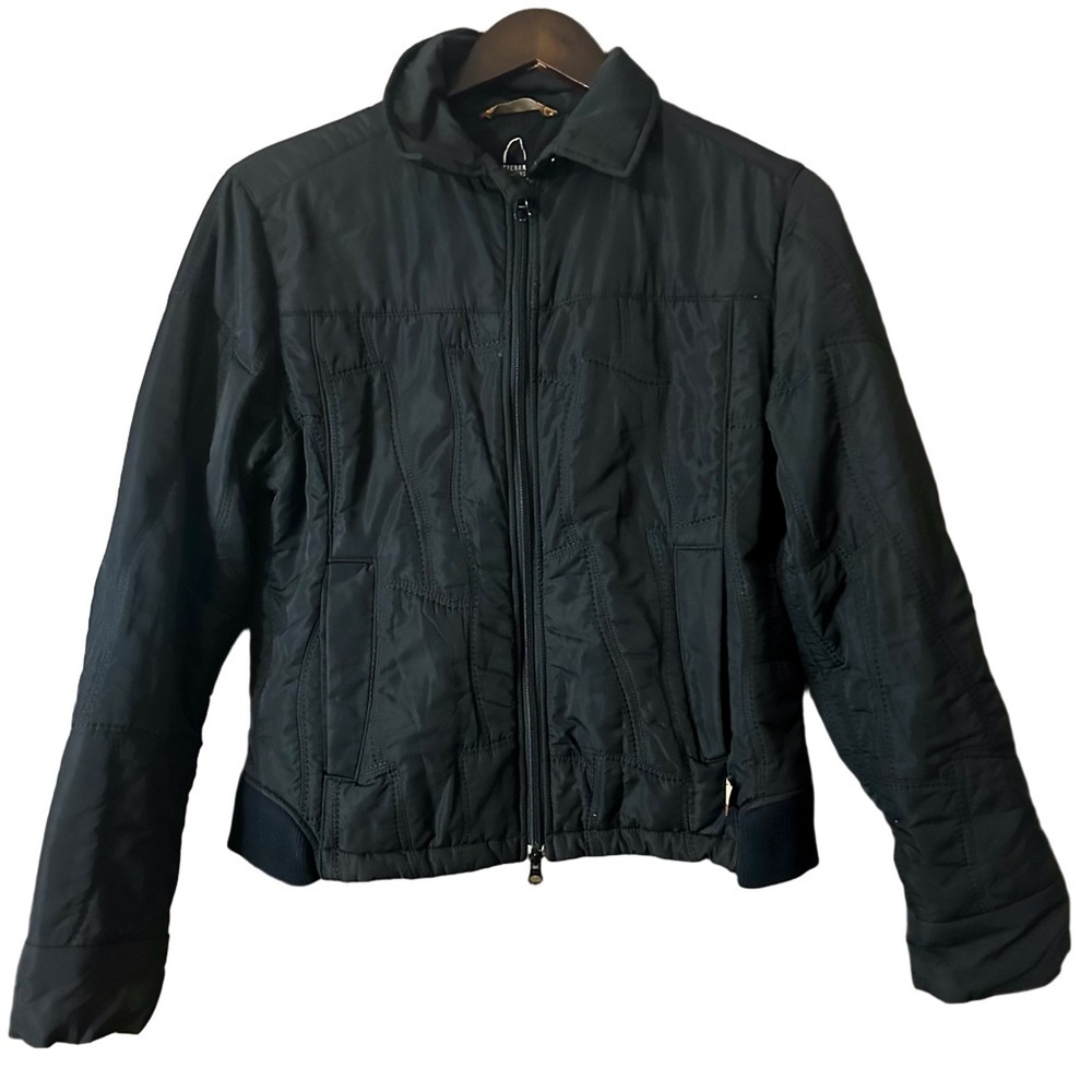 Sierra Designs Full Zip Black Soft Shell Fleece Lined Quilted Jacket Sz Large